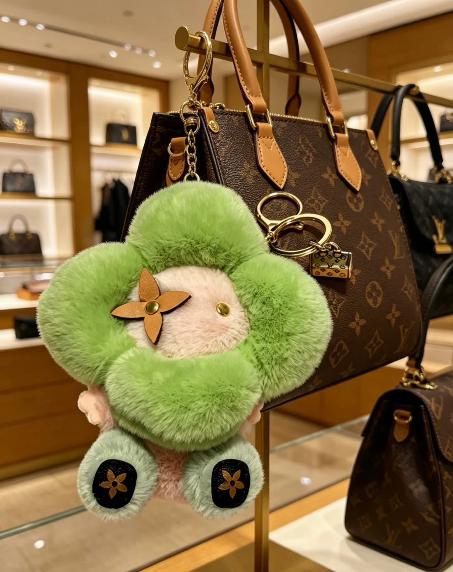 Louis Vuitton Green Flower Keychain
